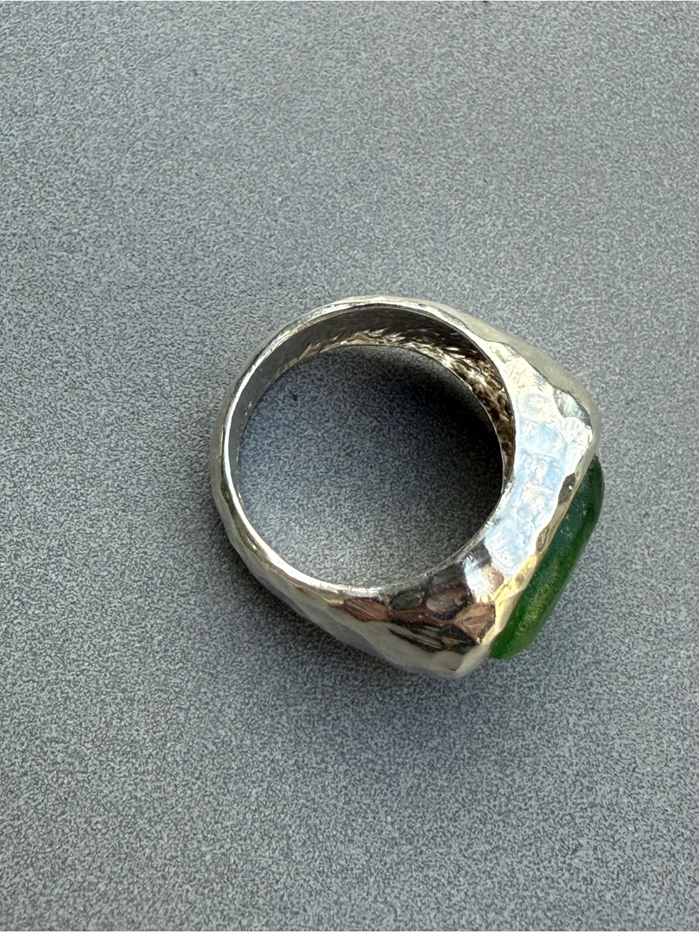 Sterling Silver Statement Ring 925 | Green Glass | Size 9-10 | Artisan Handmade - Picture 10 of 13
